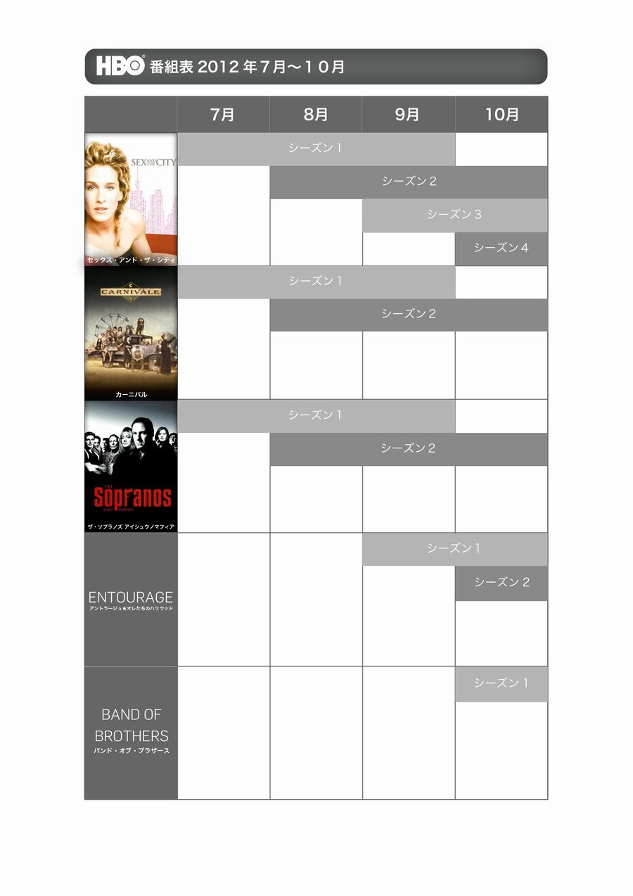 HBOコンテンツの配信スケジュール